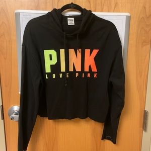 Black cropped pink hoodie